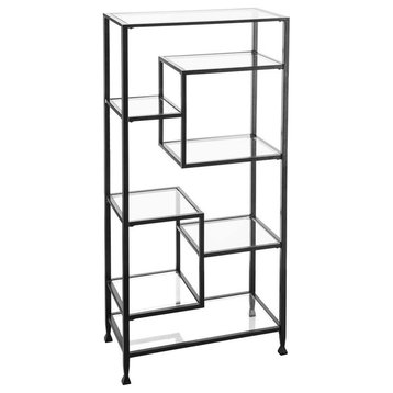 SEI Furniture Jaymes Metal and Glass Etagere in Black