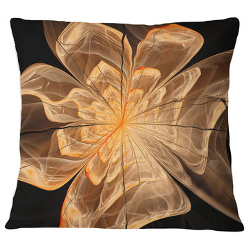 Light Orange Symmetrical Fractal Flower Floral Throw Pillow, 16"x16"