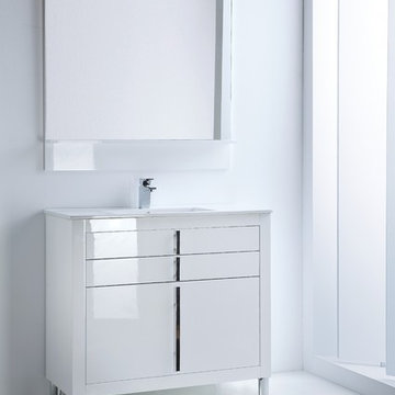 Roma bathroom vanity 40". White high gloss lacquered.