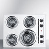 24" wide 220V electric cooktop in white porcelain finish WEL03