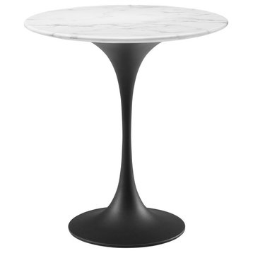 Lippa 20" Round Artificial Marble Side Table, Black White
