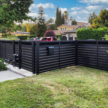 Mixed with Black Glass Fencing, Pedestrian and Driveway Gate Installation