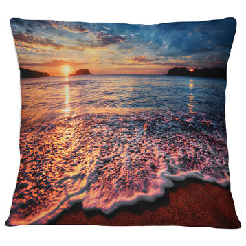 Peaceful Evening Beach View Seascape Throw Pillow, 18"x18"