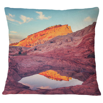 Lake in National Monument Park Landscape Printed Throw Pillow, 16"x16"