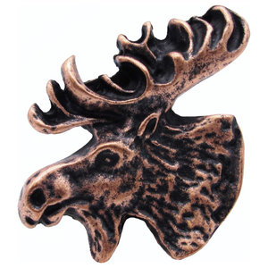 Oil Rubbed Bronze Right Face Moose Head Cabinet Knob 