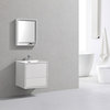 DeLusso 24" Wall Mount Bathroom Vanity, High Gloss White, High Gloss White