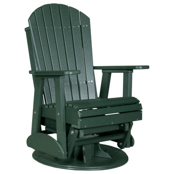 2' Poly Adirondack Swivel Glider Chair, Green, 2 Foot