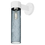 Besa Lighting - Besa Lighting JUNI16BL-WALL-WH Juni 16 - One Light Outdoor Wall Sconce - The Juni 16 sconce is composed of a Silver aluminum bracket and transparent Blue glass cylinder, with an interesting bubble pattern blown randomly throughout the glass. The pleasing play of light through the bubble accents make for a striking affect. The standard incandescent option offers a prominent display of the lamp filament behind the glass, while the LED option results in a splash of concealed LED downlight. These stylish and functional luminaries are offered in a beautiful Silver finish.  Shade Included: TRUE  Dimable: TRUEJuni 16 One Light Outdoor Wall Sconce White Blue Bubble GlassUL: Suitable for damp locations, *Energy Star Qualified: n/a  *ADA Certified: n/a  *Number of Lights: Lamp: 1-*Wattage:60w Medium base bulb(s) *Bulb Included:No *Bulb Type:Medium base *Finish Type:White