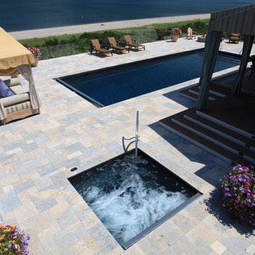 Rectangle Fiberglass Pool and Spa - Miller Place