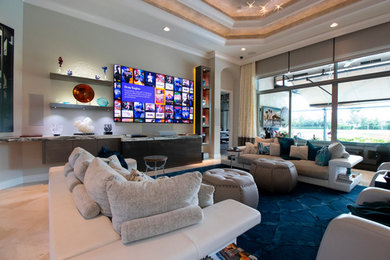 Example of an eclectic living room design in Miami