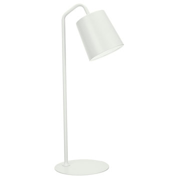 40100-1, 23" High Modern Metal Desk Lamp, Milky White Finish