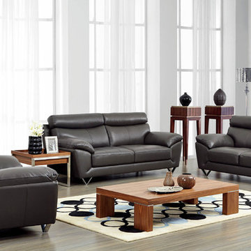8049 Modern Sofa Set | Grey Leather