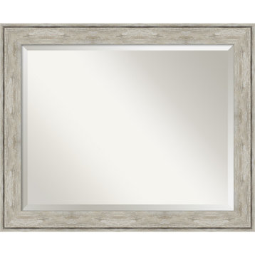 Crackled Metallic Beveled Bathroom Wall Mirror - 33 x 27 in.