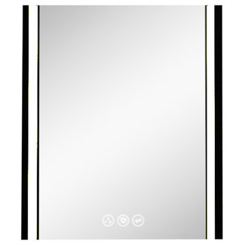LED Antifog Bathroom Mirror, Dimmer, Adjustable Color, Matte Black, 24x32