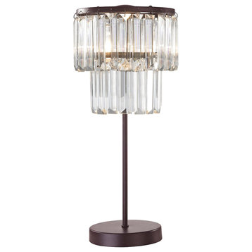 Antoinette 1 Light Table Lamp, Bronze/Clear