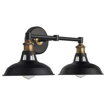 Olivera 2-Light Wall Sconce, Antique Brass With Black