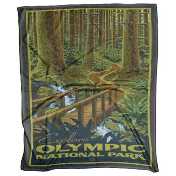 Olympic National Park Fleece Blanket by Artist Paul Leighton, 60"x80"