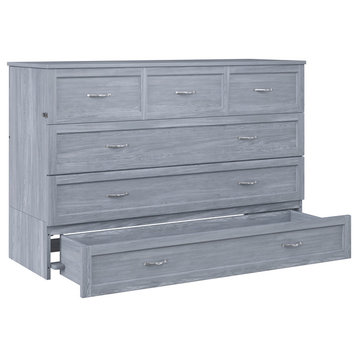 Murphy Bed Chest Queen Driftwood With Charging Station