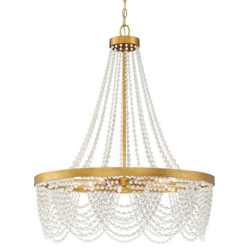 Crystorama FIO-A9104-GA-WH 4 Light Chandelier in Antique Gold