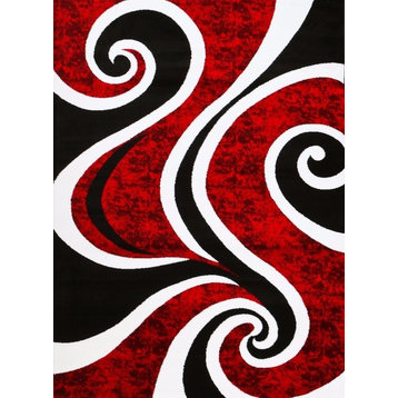 Persian Rugs Modern Trendz Collection 0327, Red, 5'2"x7'2"