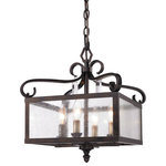 Golden Lighting - Golden Lighting 2049-SF FB Valencia - 4 Light Convertible Semi-Flush Mount - Golden Lighting's Valencia Semi-flush/Ceiling fixture-2049-SF FB. Traditional style based on the fashionable lantern-look. Multi-step hand-painted coating creates an antique Fired Bronze finish. Contrasting antique silver candlesticks add an elegant touch. Faceted crystal accents add sparkle. Seeded glass panels to softly diffuse the light. Creates a pool of light for kitchen counter or breakfast nook. Reflects light off the ceiling to soften the oveall effect.  Canopy Diameter: 5.5 x 1