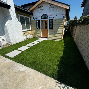 Turf Backyard with Stepping Stones