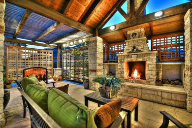 Example of a mountain style exterior home design in Houston