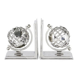 Eichholtz Small Globe Bookends Nickel - Set Of 2 - Bookends