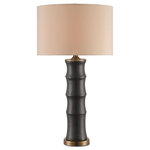 Currey and Company - Currey and Company 6955 Roark - One Light Portable Table Lamp - As handsome as its name, the Roark Table Lamp sporRoark One Light Port Matte Black/Antique  *UL Approved: YES Energy Star Qualified: n/a ADA Certified: n/a  *Number of Lights: Lamp: 1-*Wattage:150w Edison bulb(s) *Bulb Included:No *Bulb Type:Edison *Finish Type:Matte Black/Antique Brass