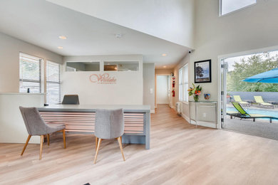 Home office - large contemporary home office idea in Portland