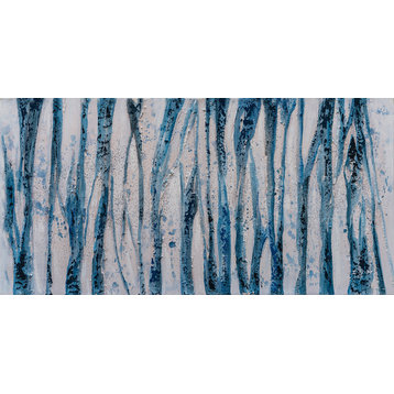 "Blue Bamboo" Abstract Hand Painted Canvas Artwork; Fine Art; Modern Art