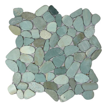 12"x12" Sliced Sea Green Pebble Tile