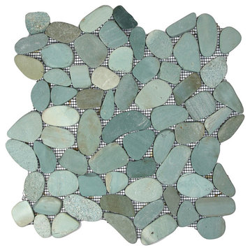 12"x12" Sliced Sea Green Pebble Tile