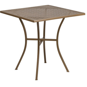 28'' Square Gold Indoor-Outdoor Steel Patio Table Set