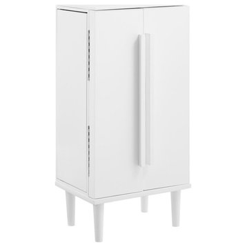 Pemberly Row 7-Drawer Wood Jewelry Armoire with Flip Top in White