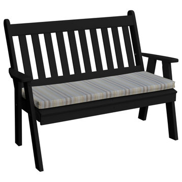 Poly Traditional English Garden Bench, Black, 4 Foot