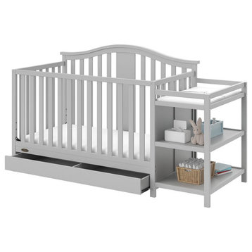 Graco Solano 3 Piece Convertible Crib and Changer Set in Pebble Gray