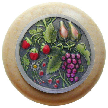 Tuscan Bounty Natural Wood Knob, Unfinished With Hand-Tinted Pewter