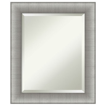 Elegant Brushed Pewter Beveled Wall Mirror - 20.75 x 24.75 in.