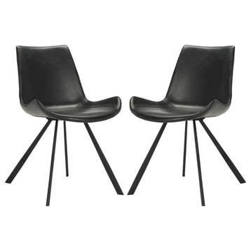 Safavieh Terra Midcentury Modern Dining Chair, Set of 2, Black