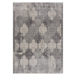 2' X 15' Gray Distressed Trellis Pattern Runner Rug - Contemporary ...