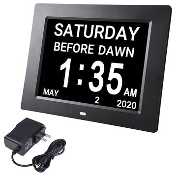 Yescom 8" LCD Day Clock Digital Calendar Alarm Large Dementia Table 2 Pack