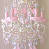 5 Light Chandelier with Pink Crystals