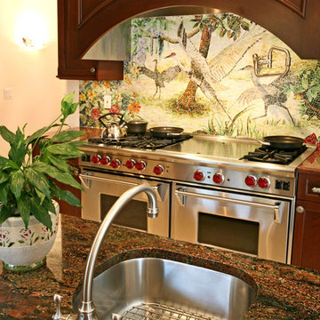 Dramatic Remodel with Mosaic Mural Backsplash