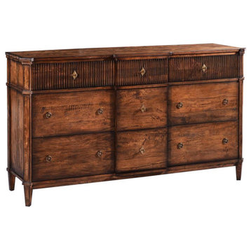 St Denis Dresser Chest of Drawers Rustic Pecan Wood Distressed Soft