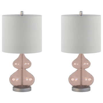 Ellipse Curved Glass Table Lamp Set of 2, Pink