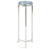 Aguilar Glam Drink Table, Blue/Silver 8x8x23