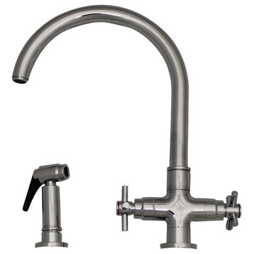 Luxe+ Dual Handle Faucet With Gooseneck Swivel Spout, Polished Chrome