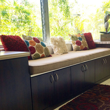 Custom Sunbrella window seat cushion completes home office makeover
