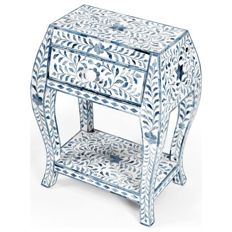 Butler Trubadur Blue and White Bone Inlay Side Table